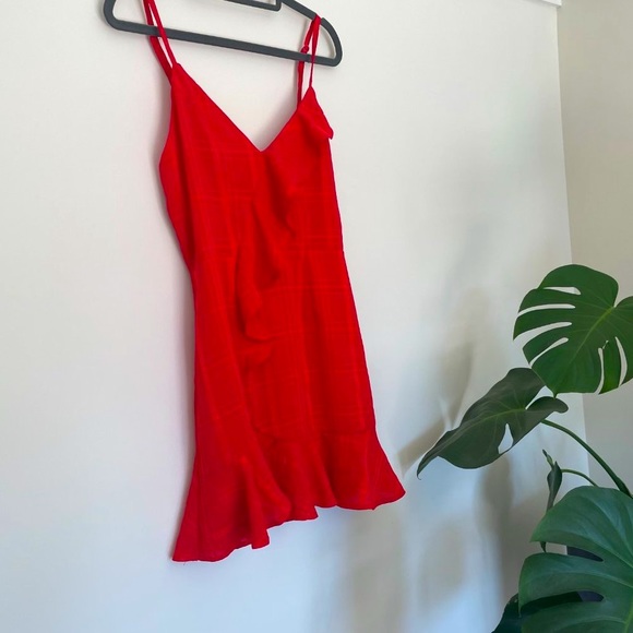 Ruffle Chiffon holiday Mini Red Dress Size XS - Picture 2 of 8